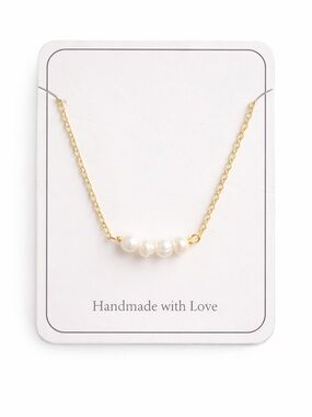 Handmade Gold Pearl Bar Necklace